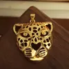Collar con colgante de cabeza de leopardo hueca dominante de tendencia europea y americana para hombre y mujer, personalidad, chapado en cobre, oro real, accesorios de joyería hip hop