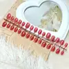 Uñas Postizas Rojas Estilo Ojo de Gato de Moda, Uñas Lindas Estilo Ins Dulces y que Mejoran el Tono de Piel, Pegatinas para Uñas, 30 Piezas