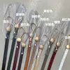 Cinturón Coreano de Otoño para Mujer, Cinturón Sencillo y de Moda de Piel Genuina, Estilo Delgado Versátil con Hebilla de Aleación, Accesorio Decorativo, Estilo Ins