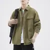 Jaqueta de workwear americana retrô resistente para homens, camisa da moda de outono com mangas compridas, camisa de caça estilo solta para homens