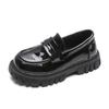 Sapatos de princesa para meninas, mocassins de primavera de 2022, sapatos de couro preto para meninas, sapatos infantis simples e elegantes