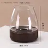 Japonês - estilo de madeira inferior transparente engrossado vidro tanque de peixes suporte de madeira pequeno paisagem ecológica garrafa hidropônica vaso de vidro