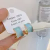 Banho de Ouro Real, Coleção Série Azul Moda Coreana e Japonesa, Brincos de Esmalte com Efeito Gotejante para Mulheres, Novos Brincos e Acessórios de Luxo Leve Nicho