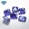 Huagang Gems Cabujón Rectangular de Lados Cortos con un Solo Agujero en el Centro, Circonita de Tanzanita Piedra Suelta, Gema Sintética Octagonal Pequeña