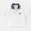 Camisa de Manga Corta para Niños Europeos Derecha Algodón Puro Ropa de Verano Ropa para Niños Ropa para Niños Bebé Camisa Blanca Top Verano