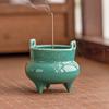 Quemador de Incienso Cerámico de Tres Patas en Verde Turquesa, Soporte de Incienso de Sándalo, Adorno Simple de Quemador de Incienso para Ceremonia del Té