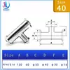 Tê Redutor de Alto Vácuo Kf Aço Inoxidável 304 16 Conexões de Tubo 25 Equipamento 40 Braçadeira 50 Flange Redutor de Instalação Rápida Iso