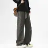 Calça de Trabalho Versátil 100% Algodão para Homens, Calça Reta de Perna Larga para Primavera e Outono, Calça Longa Fluida de Marca Tendência, Novo Modelo 2025, Novo Modelo 2026