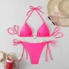 Nuevo Bikini Estilo Europeo y Americano Traje de Baño de Dos Piezas Color Sólido Simple Sexy Sin Espalda Traje de Baño Femenino Aliexpress Transfronterizo