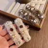 Estilo Suave Beige Peluche Strass Pasador Perla Pinza BB Pasador Lujo Ligero Elegante Accesorio para el Cabello Nuevo Pasador para el Flequillo