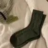 Calcetines de lana hasta la pantorrilla para otoño e invierno para niñas, calcetines de lana engrosados estilo japonés, calcetines de punto trenzado hasta la pantorrilla para mujer, calcetines holgados al por mayor para mujer