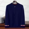 Cárdigan Casual para Hombre de Punto Popular Cachemir Gama Alta Suéter Chaqueta para Hombre de Mediana Edad Color Bloqueo Invierno Engrosada Chaqueta de Béisbol