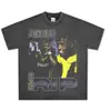 Camiseta de manga corta de algodón pesado, corte holgado, con lavado vintage americano y efecto desgastado, estampada con Juice WRLD, para hombres y mujeres