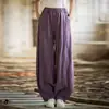 (Cuidadosamente Selecionado) 26 Calças Longas Tie-dye de Rami Lavado Outono Algodão Linho Feminino Novo Estilo Artístico Versátil Casual Personalidade