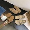 Zapatos Birkenth para Mujer 2023 Otoño e Invierno Nueva Moda Zapatos de Media Pantufla Perezosos Birkenth Punta Abierta Planos Forrados de Felpa Para Exteriores