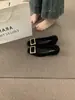 Zapatos de Salón Individuales Nuevos de Verano-Otoño 2026 de Metal con Hebilla Cuadrada Francesa y Tacón Bajo, Tacón Grueso y Punta Cuadrada, Versátiles Zapatos Mary Jane Estilo Hada para Viajes