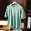 Camiseta Básica de Punto Fina para Hombre de Manga Corta Transfronteriza, Cuello Redondo, Talla Grande, Manga Media, Color Sólido, Chaleco Holgado