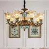 Lustre de cerâmica estilo retrô americano todo em cobre para sala de estar, nova iluminação clássica estilo europeu simples para quarto de villa e sala de jantar