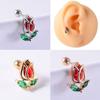 Pendientes de moda con forma de llave y alas de ángel, con cadena, taladro, dientes externos, tornillos y clavos para las orejas.