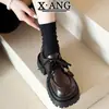 Zapatos Pequeños de Cuero Genuino Estilo Británico con Punta Ancha, Suelas Gruesas, Zapatos Pequeños que Aumentan la Altura para Mujer, Tacones Gruesos, Zapatos Mary Jane, Mocasines, Planos