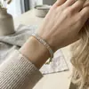 Estilo Ins Europeo y Americano Diseño Minimalista Cadena Empalmada de Zircón 5A Pulsera de Moda Acero Inoxidable Chapado en Oro de 18K Joyería Transfronteriza