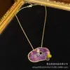 Bronce Antiguo Occidental Chapado 18 Oro Retro Viejo con Adorno Asimétrico Morado Cristal Morado Colgante Pequeño