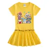 Verano 2023 Nuevo Ropa Infantil Coreana Vestido de Manga Corta Falda Delgada Plegada para Bebé de Media Manga