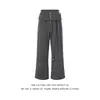 Nuevos pantalones rectos de pierna ancha con línea A, de estilo múltiple, con doble tirante desmontable, botones elegantes en relieve y diseño casual texturizado.