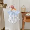 Mameluco de bebé verano delgado bebé niña dulce lazo cuello bolsa pedo vestido de escalada vestido de un año