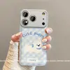 Adequado para Capa de Celular Iphone17, High-End e Fofo Apple 16Promax Desenho Animado 15 Xadrez Azul Cachorro Bordado