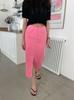 Moda Coreana Ins Primavera 2026 Nueva Falda de Mezclilla Rosa Ajustada con Abertura para Mujer Versátil