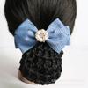 Accesorios para el cabello estilo coreano al por mayor enfermera banco azafata hotel trabajo redecilla moño redecilla para el cabello flor diadema profesional con incrustaciones de diamantes
