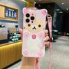 Funda para Teléfono de Comercio Exterior Adecuada para Huawei Nova14 Honor 200Lite Linda Cruzada Femenina Estéreo Dibujos Animados Oso Flor de Ciruelo