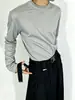 Camiseta blanca simple de estilo coreano con cuello medio alto y manga larga, algodón puro de peso pesado, unisex, adecuada para primavera y otoño, top versátil y moderno