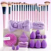 Conjunto de Ferramentas de Beleza Multi-Peça Transfronteiriço com 30 Peças: Pincéis de Maquiagem, Esponjas de Pó, Conjunto Grande para Lavagem Facial