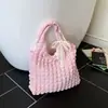 Bolsa de Palha Bolha Fresca e Estilosa 2025 Nova Bolsa de Laço Grande Capacidade Bolsa de Ombro de Mão Bolsa Feminina Feita à Mão