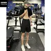 Pantalones Cortos de Secado Rápido con Remaches Morados para Hombre, Pantalones Cortos de Playa Transpirables de Seda Helada con Pliegues de Verano, Pantalones Cortos Deportivos de Fitness de Longitud Tres Cuartos Estilo Americano