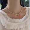 Collar Elegante Francés Simple Imitación Shijia Cristal Perla Cuentas Pequeño Frijol Dorado Fino Diario Pendiente Cadena Clavícula para Mujer