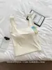 Regata Quadrada com Design Amigo da Pele, Costas Bonitas, Bojo no Peito, Novo Estilo Primavera/Verão, Roupa Íntima, Camisola, Blusa de Algodão Tencel, Básica Versátil