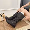 Botas de combate Martin estilo coreano vintage desgastadas, el mismo modelo de Jang Won-young, tacón grueso de nicho, botas de trabajo plegables con hebilla de cinturón, botas apiladas para mujer