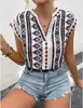 Blusa Bohemia de Manga de Murciélago con Cuello en V Transfronteriza Europea y Americana Nueva 2024