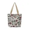 Bolsa de Lona Floral Pequena Artística para Mulheres, Bolsa de Mão Tote de Grande Capacidade, Bolsa Simples Retrô de Ombro Único para Estudantes, Compras e Deslocamento