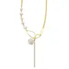 Colar de Camélia com Pérolas de Água Doce Barroco Feminino Super Imortal Design de Borboleta Vazada Corrente para Clavícula de Flor Retro