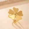 Anillo de acero inoxidable estilo europeo y americano para mujer, personalidad de alta calidad, joyería de acero de titanio, soldadura por presión de aceite, flor de marca, anillo abierto, fábrica de venta al por mayor