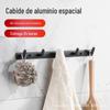 Ganchos de Banheiro de Alumínio Espacial Sem Furo para Atrás de Portas, Ganchos para Casacos para Sala de Estar, Ganchos de Armazenamento para Cozinha e Banheiro, Combinação Multi-Ganchos