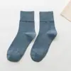 Meias Femininas de Algodão Coloridas Sólidas de Cano Médio para Primavera, Outono e Inverno, Multicor, Punho Canelado de Alta Elasticidade, Antiderrapantes, Meias Zhuji Atacado