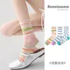 Calcetines de Mujer Renacentistas de Verano Finos con Bloques de Color Rayados Calcetines de Malla Calcetines de Media Pantorrilla Dopamina para Mujer