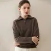 Suéter 100% Cachemir para Mujer, Otoño e Invierno Engrosado Suéter de Cachemir Puro con Media Cremallera de Cuello Alto, Suéter Base de Punto Holgado Talla Grande