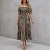 Vestido de Verano 2026 Nuevo Estilo Bohemio Exótico de Vacaciones Hombros Descubiertos Mangas de Princesa Vestido de Vacaciones en la Playa