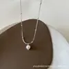 Collar con Cadena de Espiga de Trigo y Colgante de Perla Redonda para Mujer, Lujo Ligero, Versátil, Cadena de Clavícula de Gama Alta, Regalo 520 para Novia